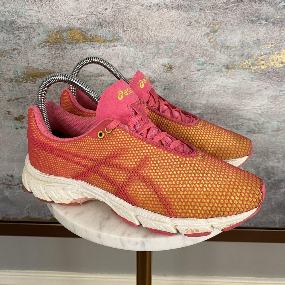 ASICS GEL-Speedstar Shoes Womens Size 7 Pink Yellow Mesh Running Sneakers T162N